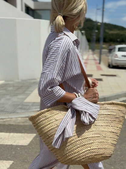 Abito Camicia Donna Manica Lunga Lunghezza Midi - Brentozzi
