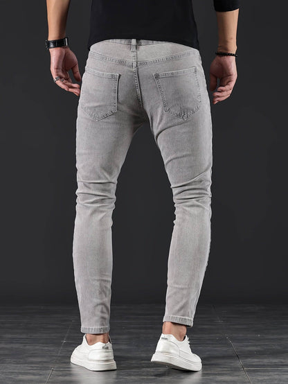 Jeans Uomo Skinny Slim Fit con Chiusura a Zip