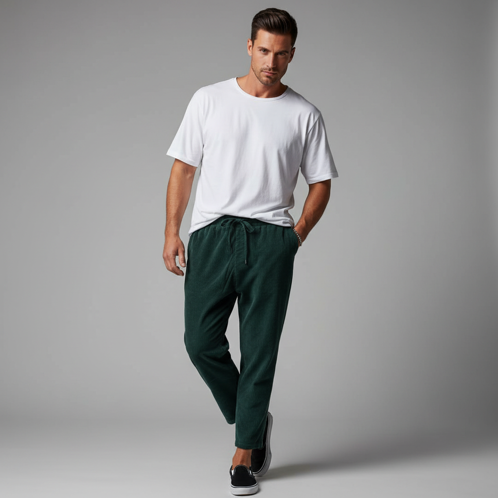 Pantaloni Uomo Taglio Largo Vestibilità Comoda