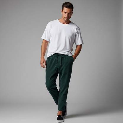 Pantaloni Uomo con Elastico Vita Lunghezza Caviglia