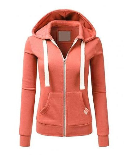 Felpa Donna con Zip in Pile Cappuccio Regular Fit