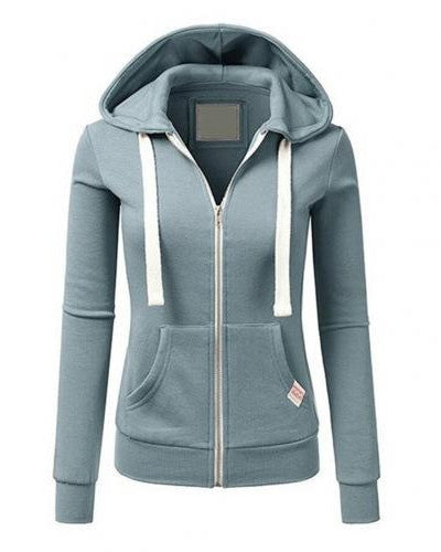 Felpa Donna con Zip in Pile Cappuccio Regular Fit