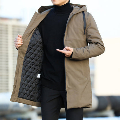 Parka Uomo Lungo con Cappuccio e Chiusura Frontale - Brentozzi