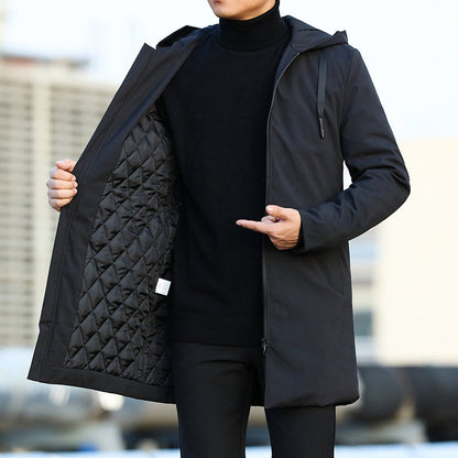 Parka Uomo Lungo con Cappuccio e Chiusura Frontale