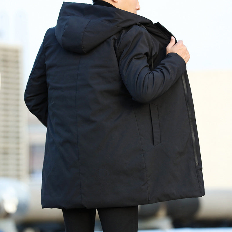 Parka Uomo Lungo con Cappuccio e Chiusura Frontale