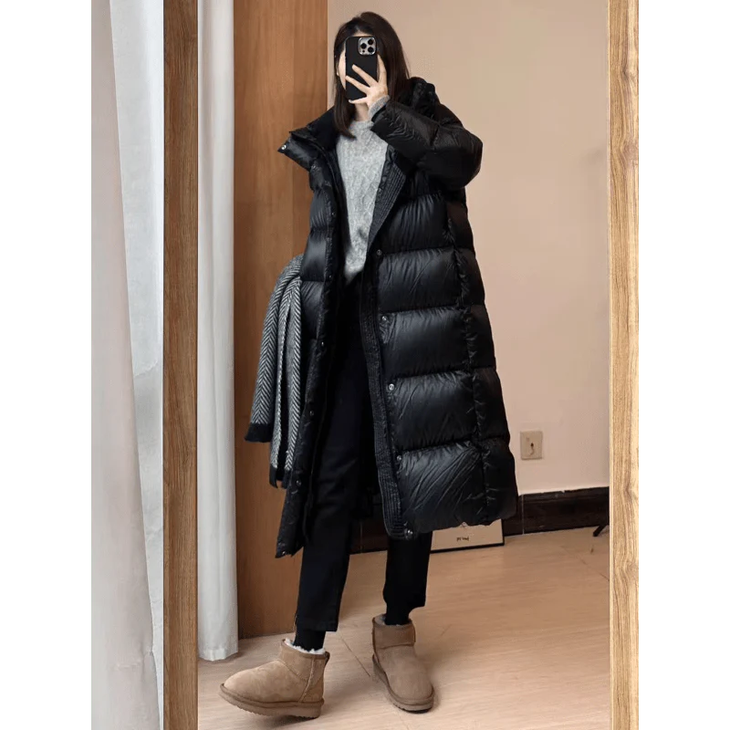 Giacca Imbottita Donna in Piuma Cappuccio Trapuntata Invernale
