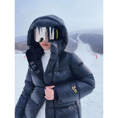 Giacca Imbottita Donna in Piuma Cappuccio Trapuntata Invernale