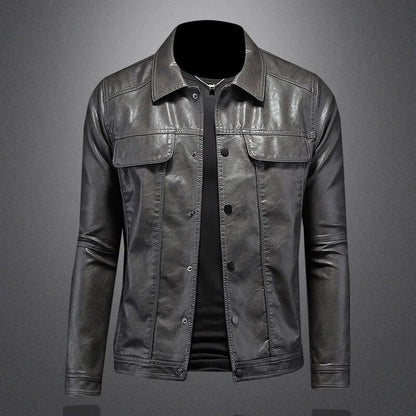 Giacca Uomo in Pelle Stile Classico Primavera Autunno