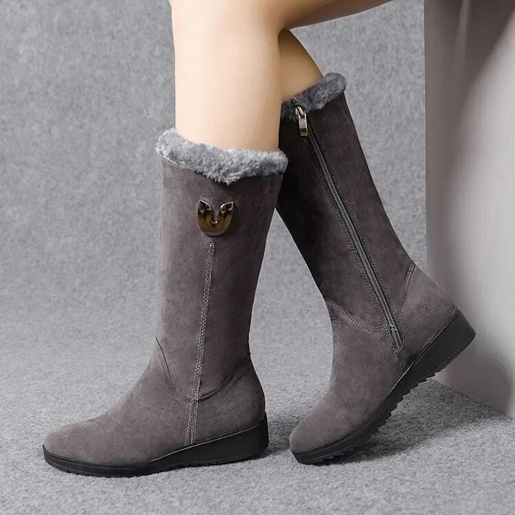 Stivali Donna in Suede con Zip Comodi Casual