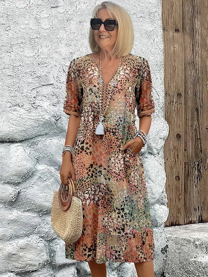 Abito Midi Donna Elegante con Fantasia Floreale - Brentozzi