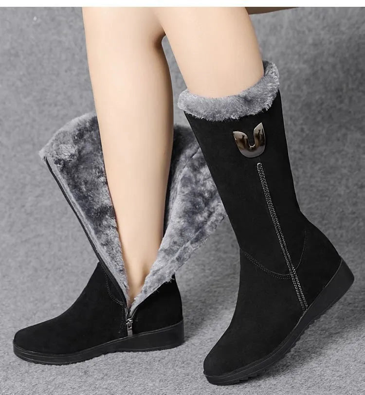 Stivali Donna in Suede con Zip Comodi Casual