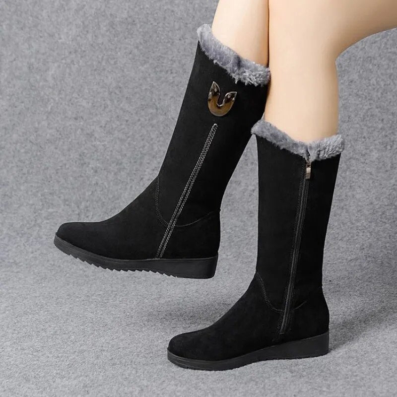 Stivali Donna in Suede con Zip Comodi Casual
