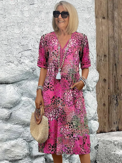Abito Midi Donna Elegante con Fantasia Floreale