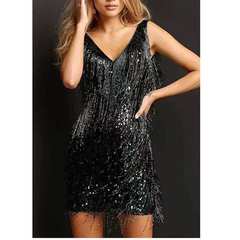 Abito Donna con Frange Elegante per Occasioni Speciali