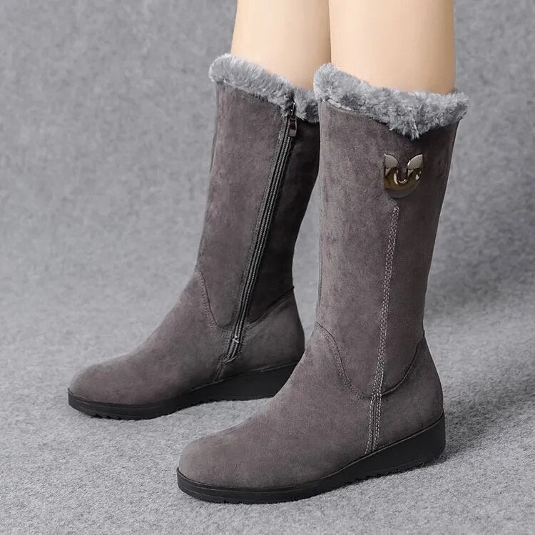 Stivali Donna in Suede con Zip Comodi Casual
