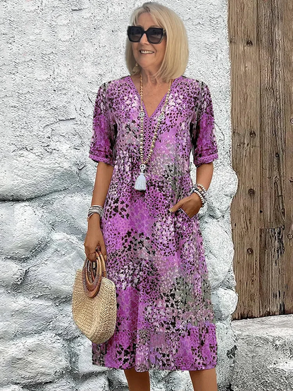 Abito Midi Donna Elegante con Fantasia Floreale