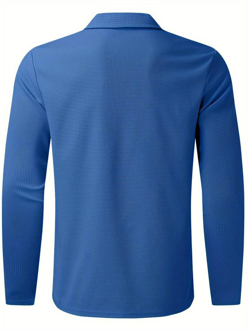 Maglia Uomo in Tessuto Waffle Manica Lunga Scollo a V