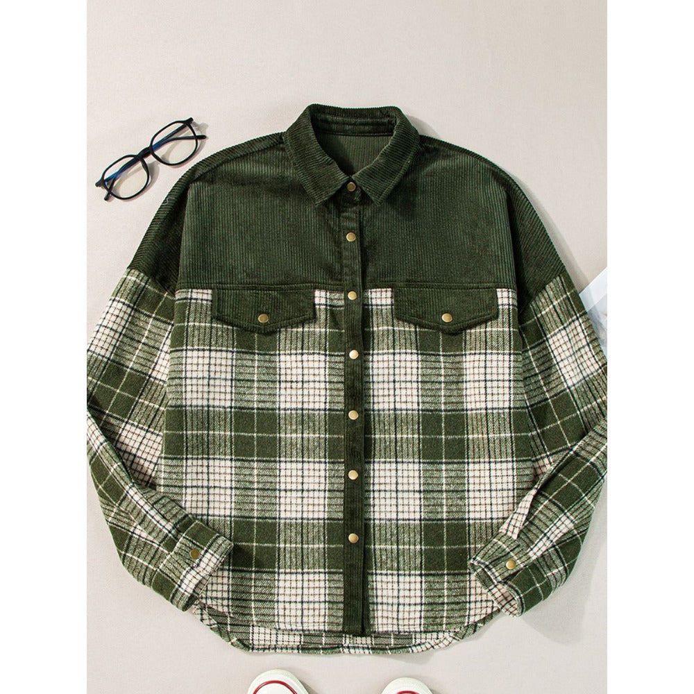 Camicia Donna a Quadri Cotone Manica Lunga Bottoni