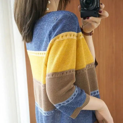 Maglione Donna in Maglia Colorblock Regular Fit
