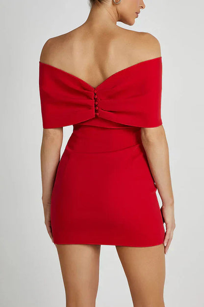 Abito Mini Donna Scollo Bardot Dettaglio Fiocco