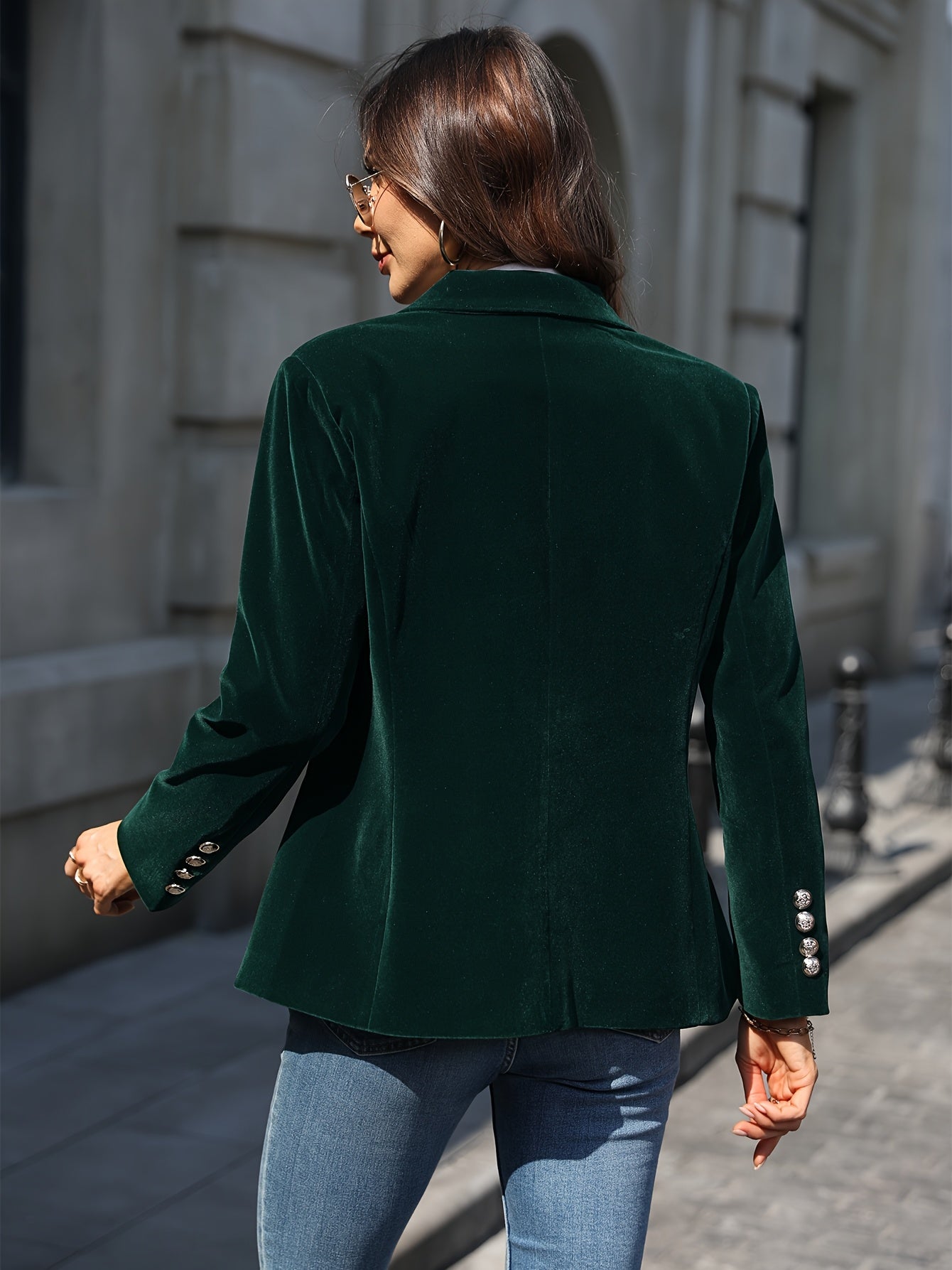 Blazer Donna in Velluto Vestibilità Slim Lineare