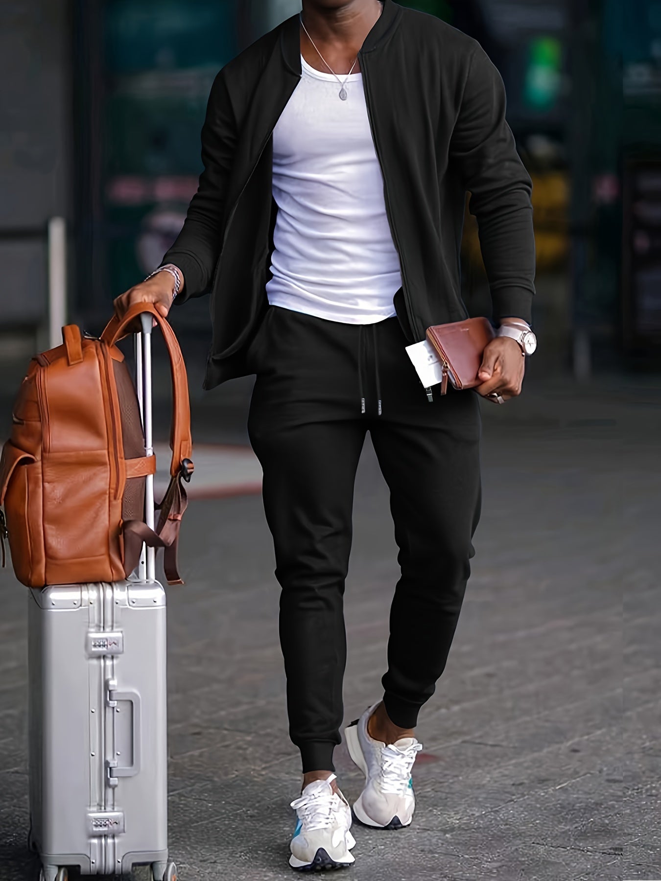 Tuta Uomo in Velluto con Giacca con Zip Comfortabile