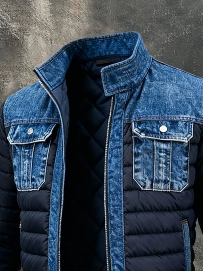 Giacca Denim Uomo Classica Doppio Strato