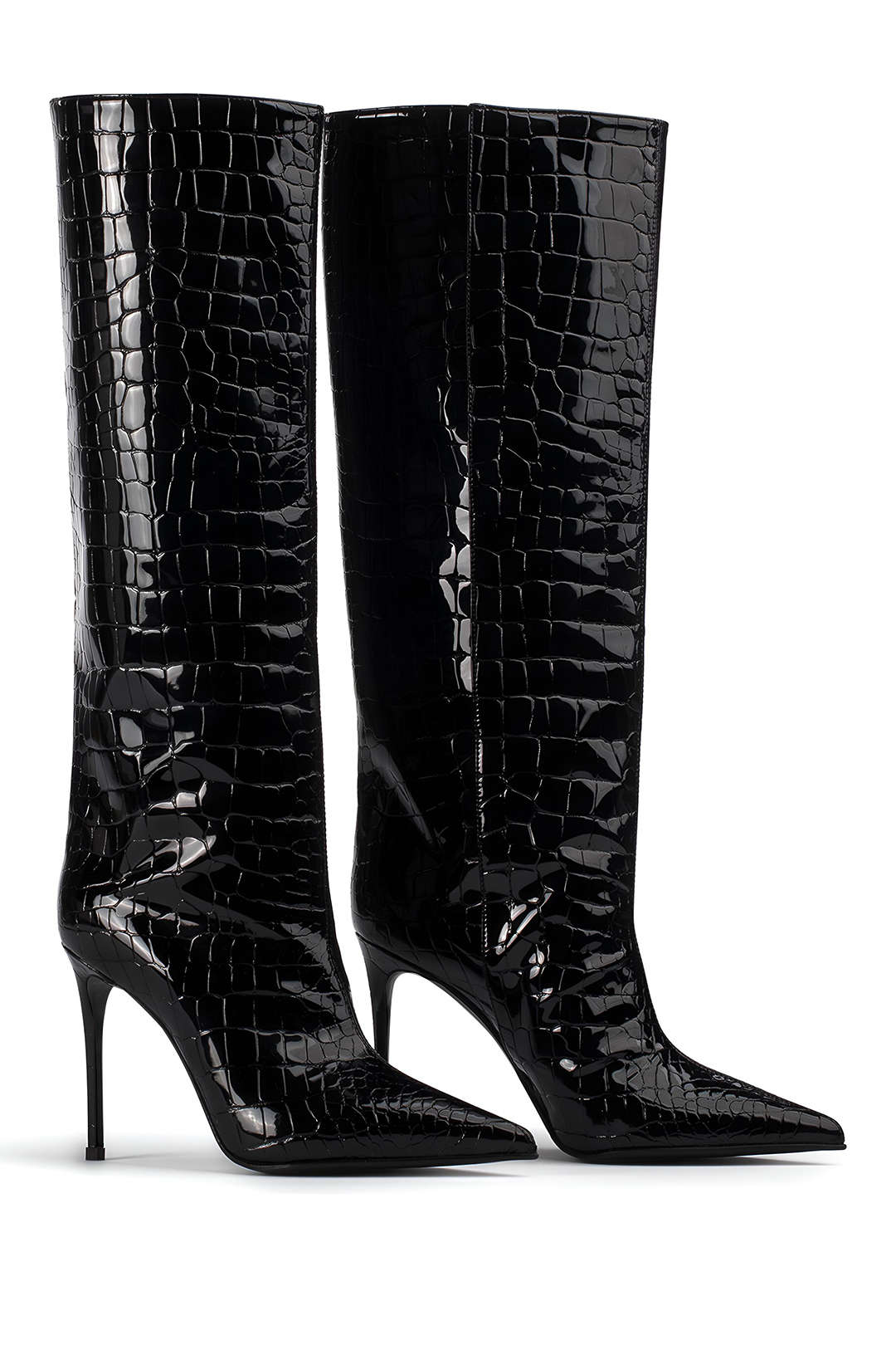 Stivali Donna in Pelle Effetto Coccodrillo Tacco Stiletto - Brentozzi