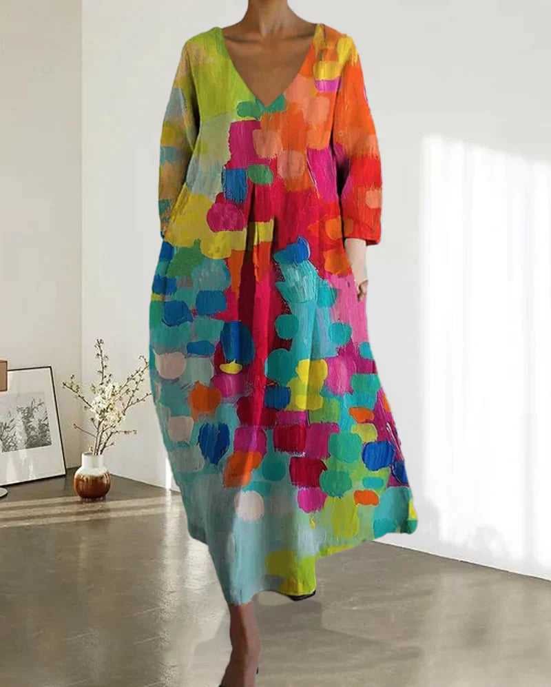 Abito Midi Donna Stampato Elegante