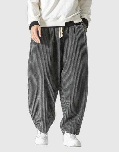 Pantaloni Jogging Uomo Maglia a Costine Vita Elastica Relaxed Fit - Brentozzi