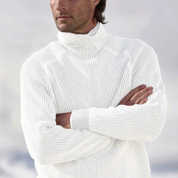 Pullover Uomo Maglia Collo Alto Taglio Dritto