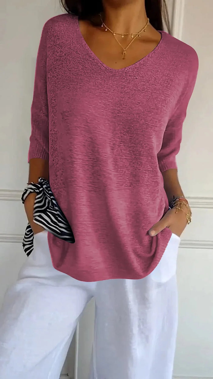 T-shirt Donna Scollo a V Manica Casual