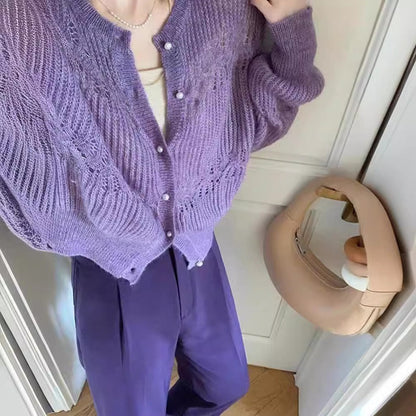 Cardigan Donna in Maglia Manica Lunga