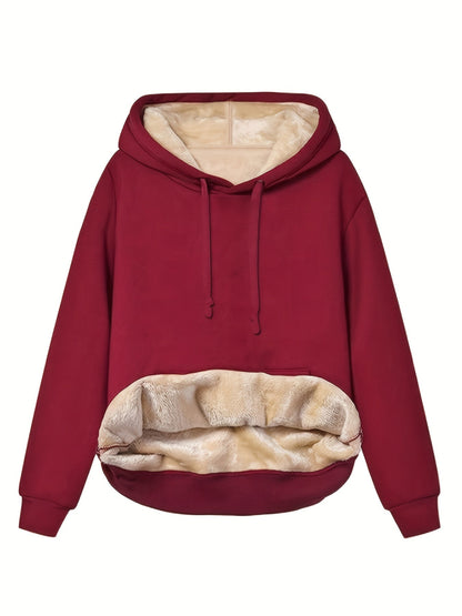 Felpa Donna con Cappuccio in Pile Comoda Casual