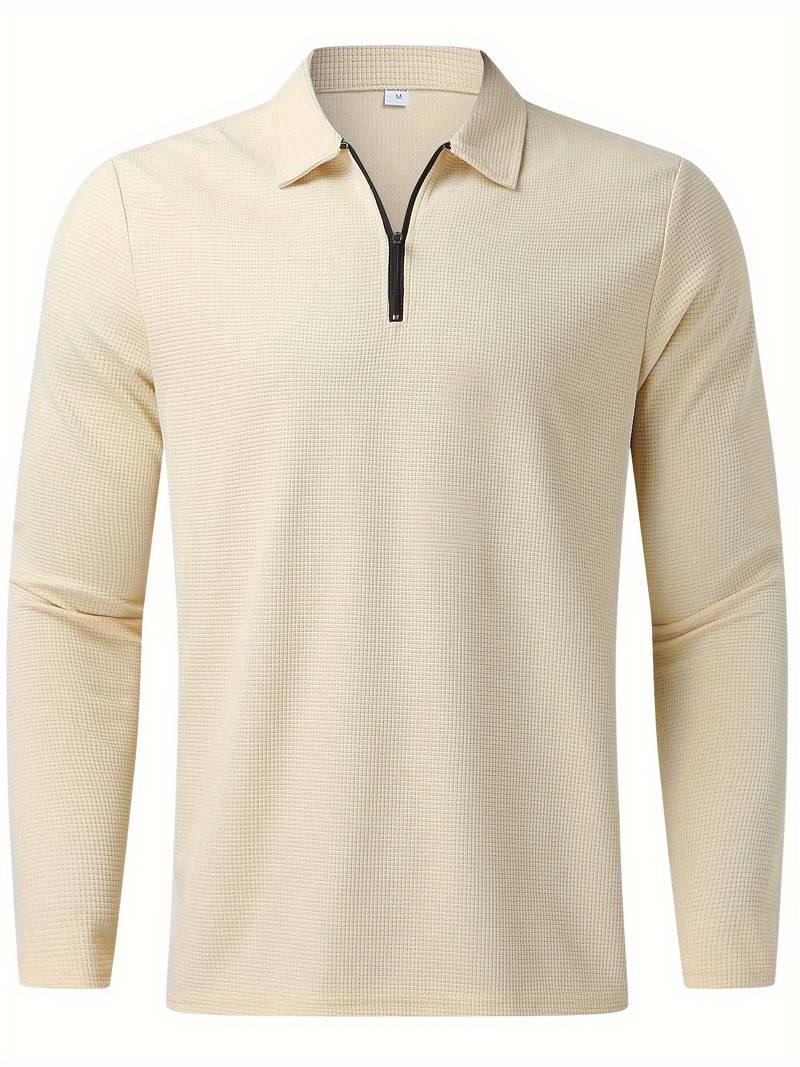 Maglia Uomo in Tessuto Waffle Manica Lunga Scollo a V