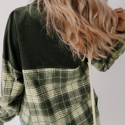 Camicia Donna a Quadri Cotone Manica Lunga Bottoni