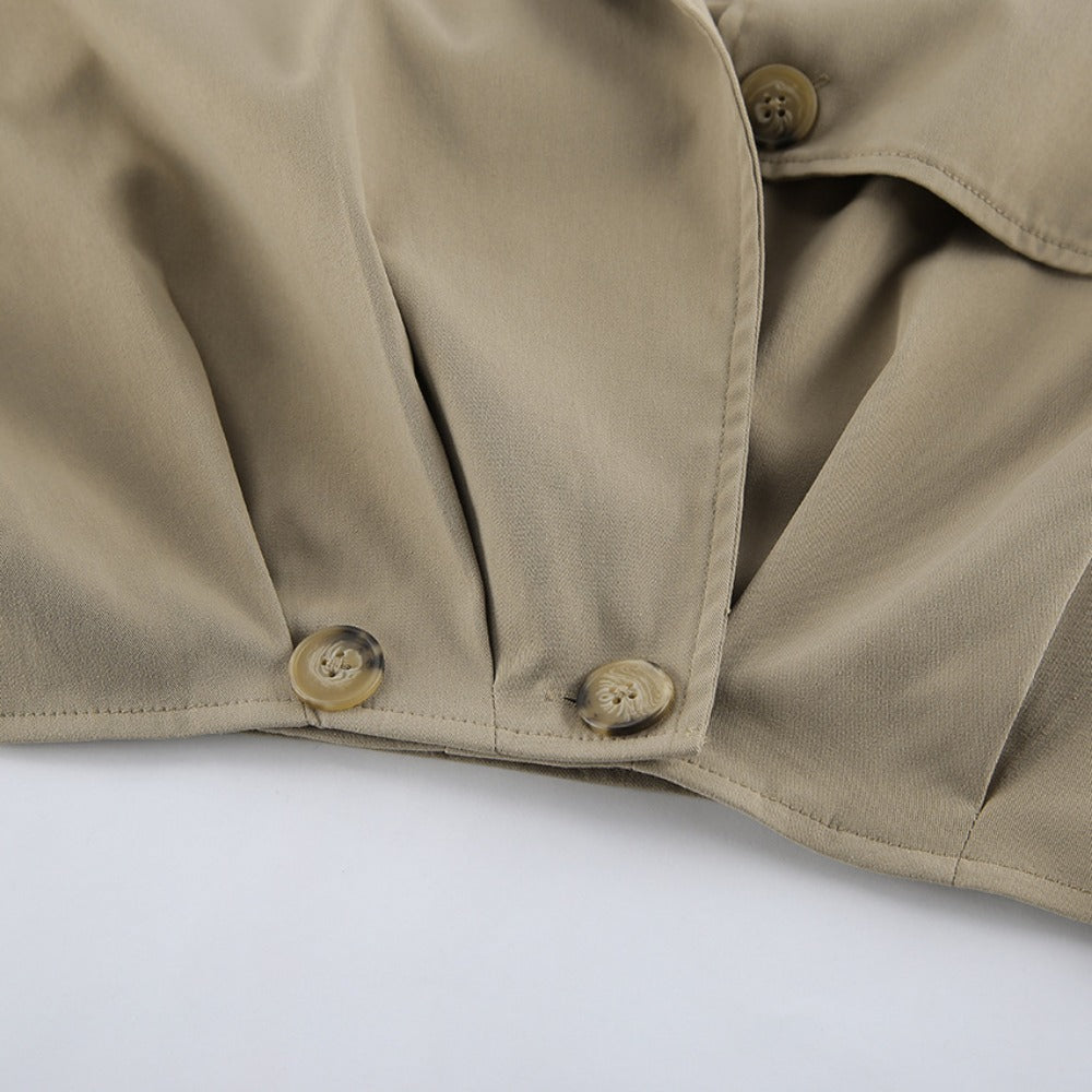 Trench Coat Donna Tessuto Leggero Colletto Largo Manica Corta
