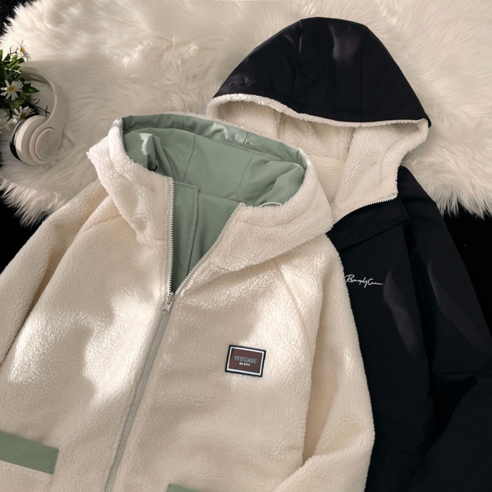 Giacca Uomo Reversibile con Cappuccio e Fodera in Pile