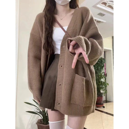 Cardigan Donna in Maglia con Bottoni Manica Lunga