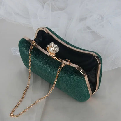 Clutch Donna in Velluto con Chiusura perle Elegante