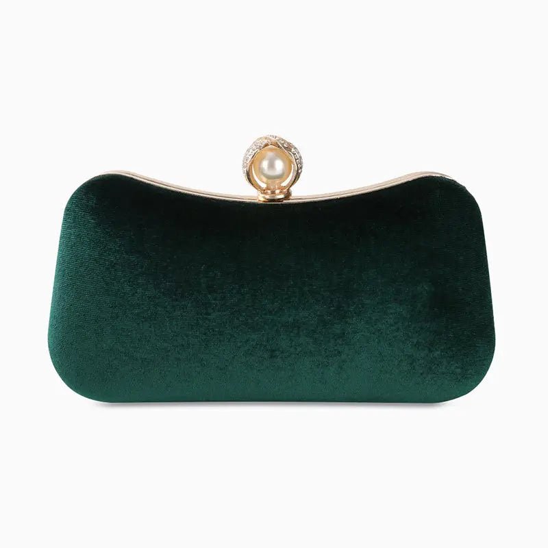 Clutch Donna in Velluto con Chiusura perle Elegante