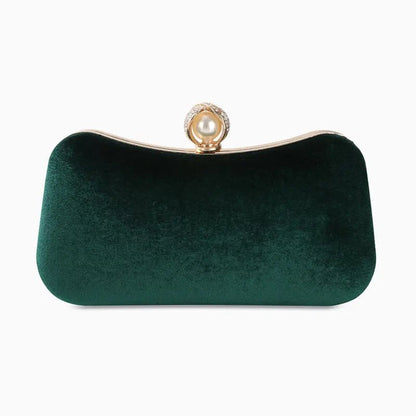 Clutch Donna in Velluto con Chiusura perle Elegante