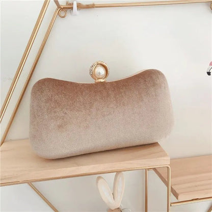 Clutch Donna in Velluto con Chiusura perle Elegante