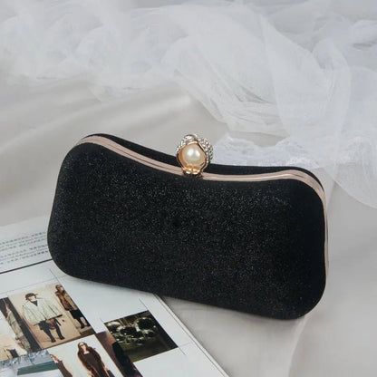 Clutch Donna in Velluto con Chiusura perle Elegante