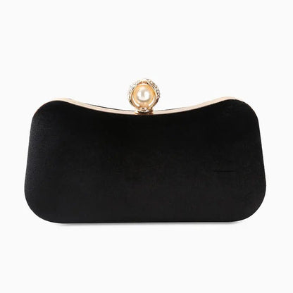 Clutch Donna in Velluto con Chiusura perle Elegante
