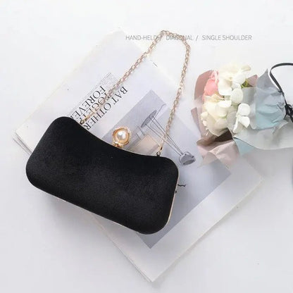 Clutch Donna in Velluto con Chiusura perle Elegante