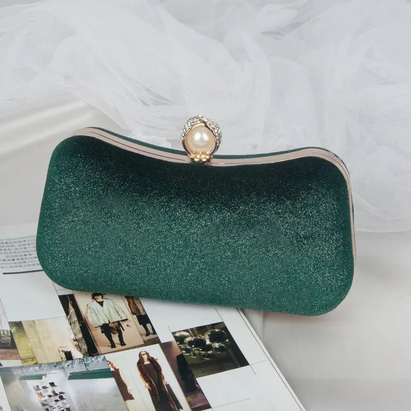 Clutch Donna in Velluto con Chiusura perle Elegante