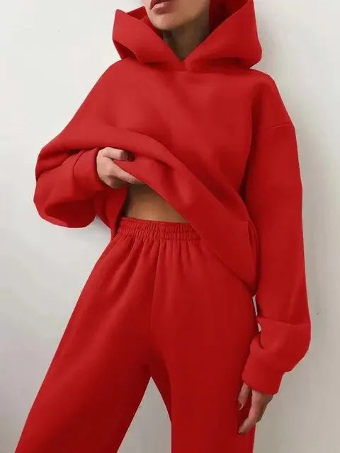 Ensemble deux pièces ample pour femmes en coton léger, coupe large et design contemporain, couleur rose.