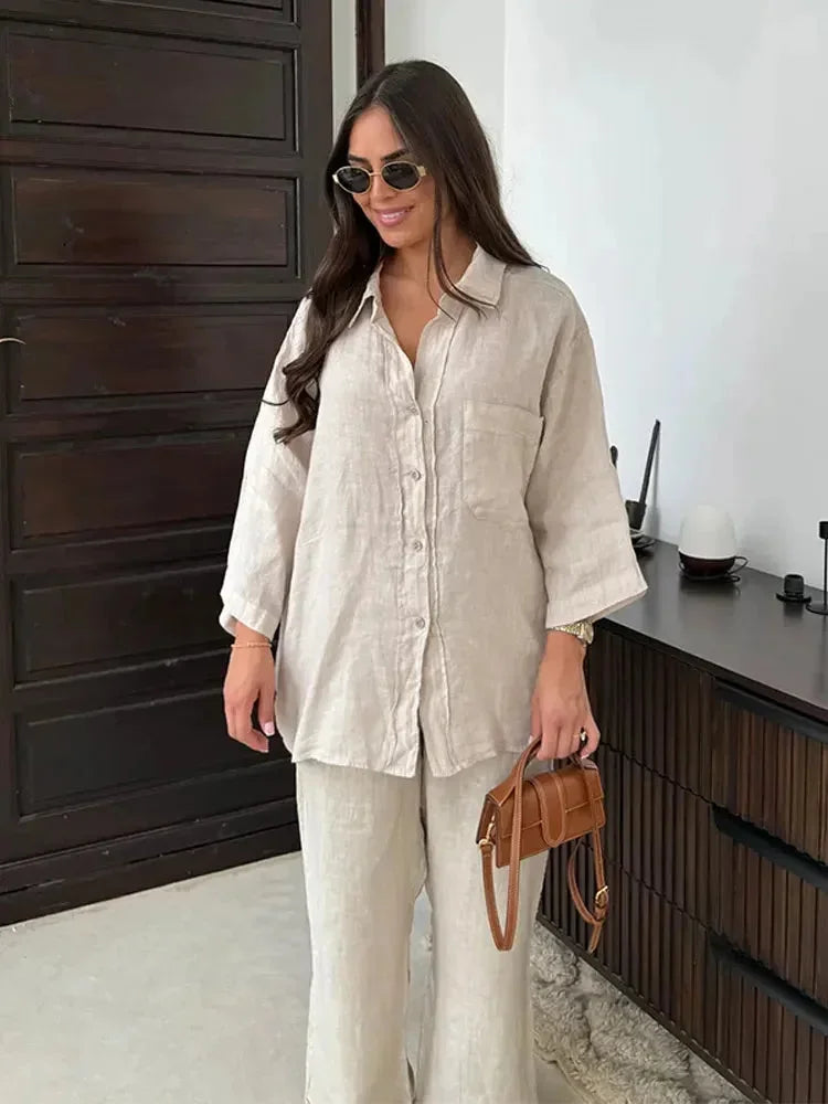 Completo Due Pezzi Donna Tessuto Morbido Stile Versatile - Vesarelli