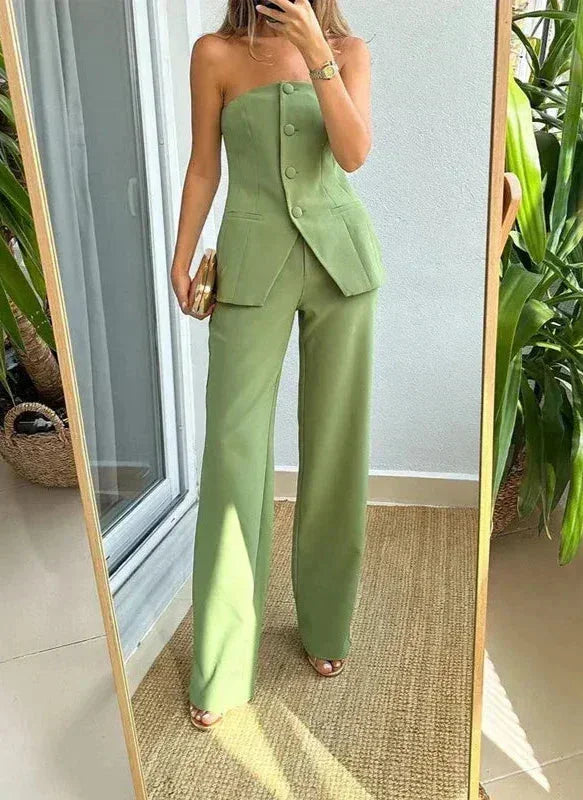 Completo Donna Bustier e Pantaloni Vita Alta - Vesarelli